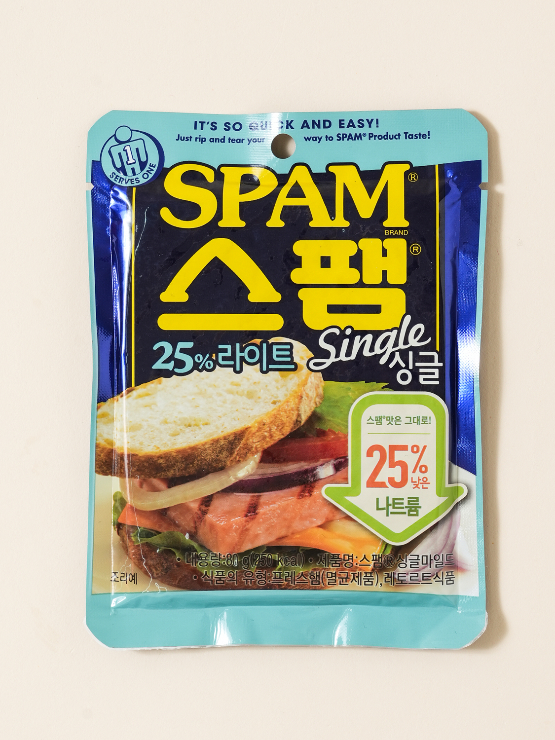 CJ 스팸 싱글 25% 라이트 80 g