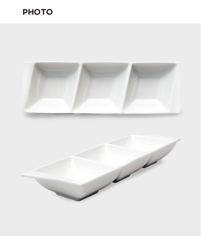 심플리 화이트 직사각 3칸 나눔접시