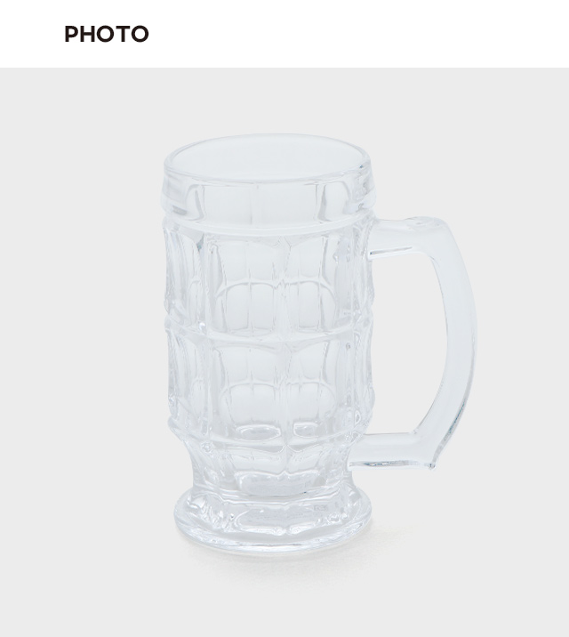 클리어 그리드 유리 머그컵 390ml