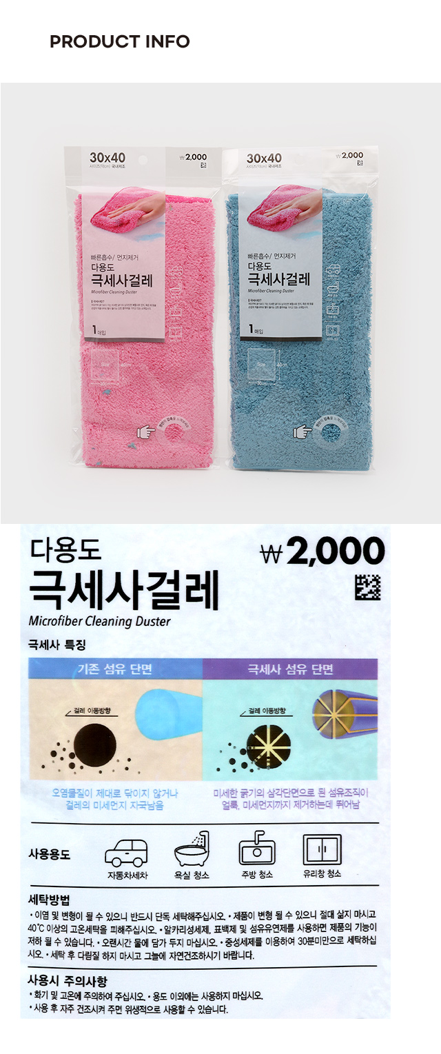 초극세사 양면 멀티 클리너 (대) 블루