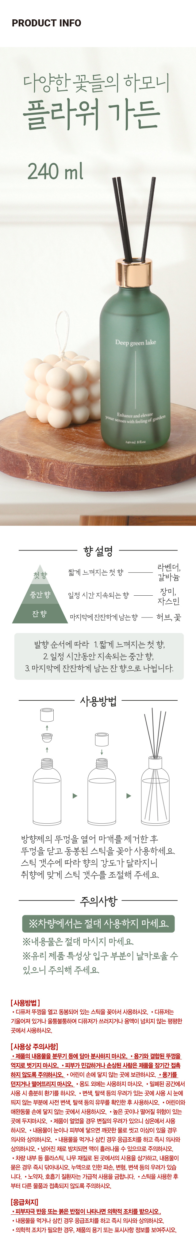 컬러 부식 유리병 디퓨저 240ml (꽃시장향)