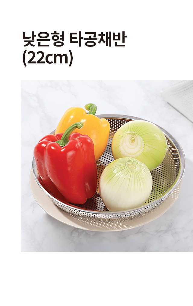 스텐 낮은형 타공 채반 22cm