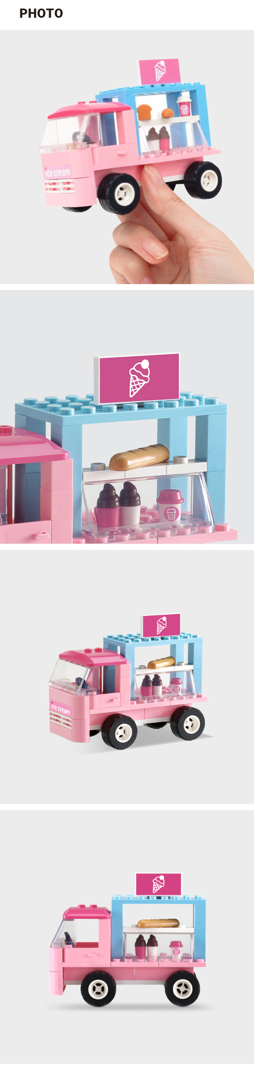 옥스포드 푸드트럭 디저트 TOWN Dessert truck ice cream MADE IN 내 아이를 영재로 만드는 옥스포트 블록! 창의력 항상 집중력 강화 지능개발 OXFORD 포스코드 홈페이지 warrity - AGES 8세+ 95 PCS KOREA http://www.facibbook.com/unbritbock. http://blog.naver.com/owfard_toy · 야외 테이블과 의자가 있습니다. · 차량 내부에 디저트 판매대가 있습니다. 사용상의 주의사항 · 화기에 가까이하지 마세요. ·용도에 맞게 사용하세요. · 부품 조각을 입과 코 안에 절대 넣지 마세요. · 부품 조각을 사람이나 다른 물건에 던지지 마세요. · 부품을 살거나 무리한 힘을 가하지 마세요. · 부품을 전자레인지에 넣지 마세요. ·부품 위에 타거나 올라가지 마세요. (미끄럼/긁힘 주의) * 작은 부품들로 구성되어 부품을 분실할 수 있으니 미사용 시 통에 담아 보관해 주세요. · 고정 틀에서 분리하여 사용하는 액세서리의 경우 반드시 어른이 분리하여 뾰족한 부분을 제거한 후 아이에게 주셔야 안전합니다. + 예상치 못한 사고의 위험이 있으므로 보호자와 함께 놀이해주세요. ·부품을 입에 넣거나 빨지 마세요. 30°C~40°C 품질 개선을 위하여 일부 부품은 모양 및 색상이 다소 교체될 수 있습니다. 40°C이하 세척SIZE OXFORD 푸드트럭 디저트 TOWN Dessert truck 약 34.5m MADE BRAN AGES 8세+ 95 PCS KOREA 약 43cm 제품의 사이즈는 재는 방법에 따라 약간의 오차가 있을 수 있으며, 제품 색상은 모니터의 설정에 따라 차이가 있을 수 있습니다. 품번: 1044015 품명: 옥스포드 푸드트럭(디저트) [어린이제품안전특별법에 의한 표시사항] 품명:완구 모델명:TOWN 재질:플라스틱제 제조국명:대한민국 사용연령:8세이상 제조자명:(주)옥스포드 주소 및 전화번호:부산광역시 사하구 하신번영로 151번길 55 / TEL.080-205-4792 소비자상담실:1522-4400 반품 및 교환장소:구입처 제조연월: ·본 제품은 공정거래위원회 고시 소비자 분쟁 해결기준에 의거 교환 또는 보상받을 수 있습니다. 안전확인 신고확인증 번호 환경보건법에 의한 환경유해인자 표시사항: CB061B001-2003 DNOP불검출, DINP 불검출, 주 의 ! 경 고 보호자와 함께 8세 미만 사용 금지