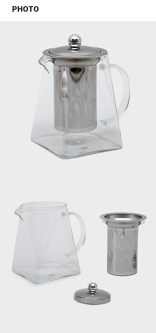사각 내열유리 티포트 750ml