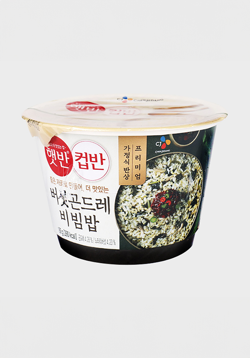 다이소 CJ햇반컵반버섯곤드레비빔밥(189 g)/상온