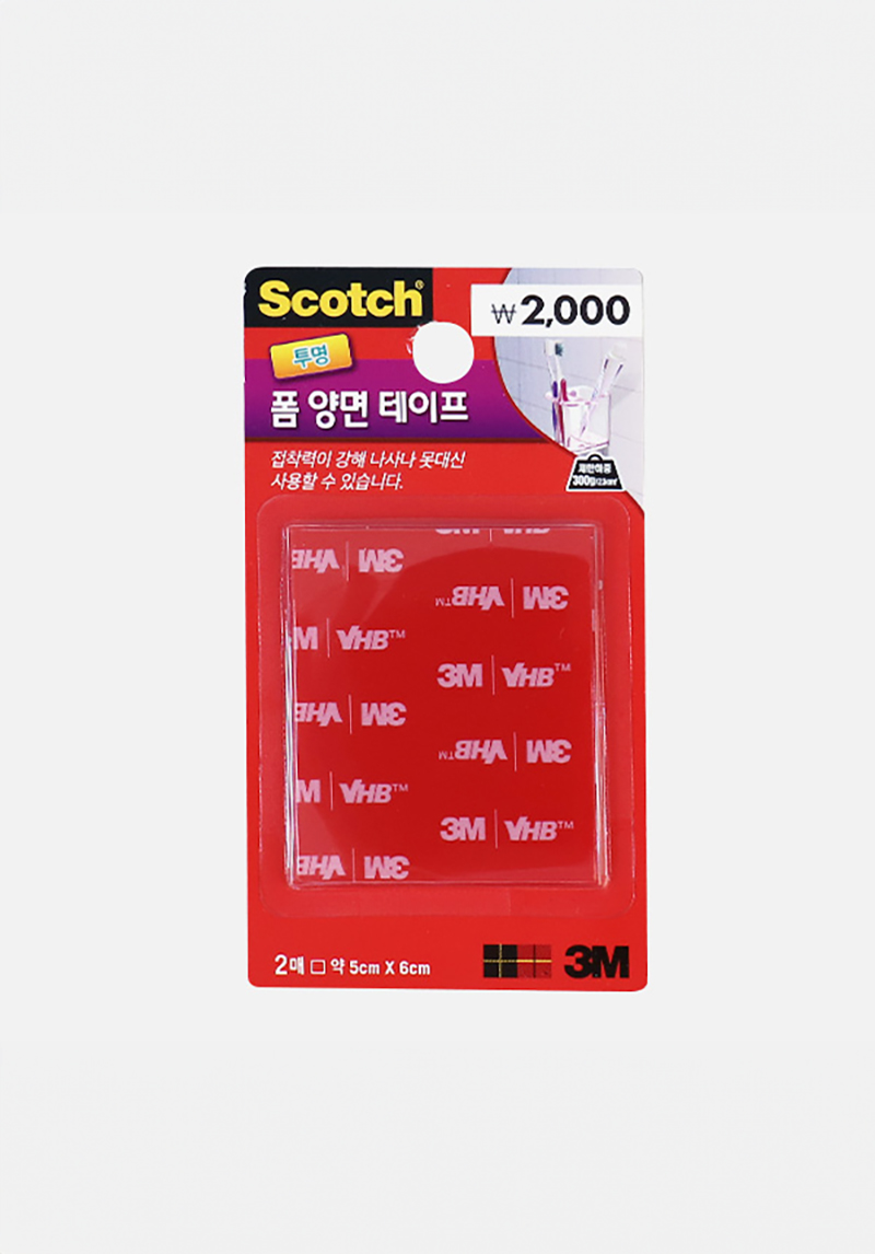 3M 스카치 강력 투명 폼 양면테이프 5x6cm 2매입