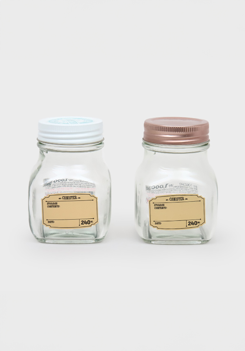 스틸캡 사각 도트 저장용기 240ml