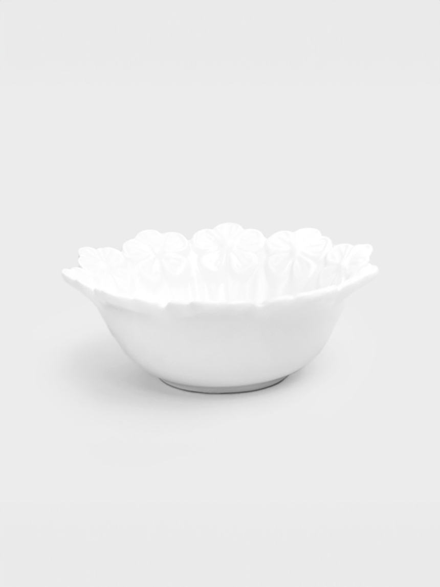 순백 화이트 꽃잎 종지 10cm