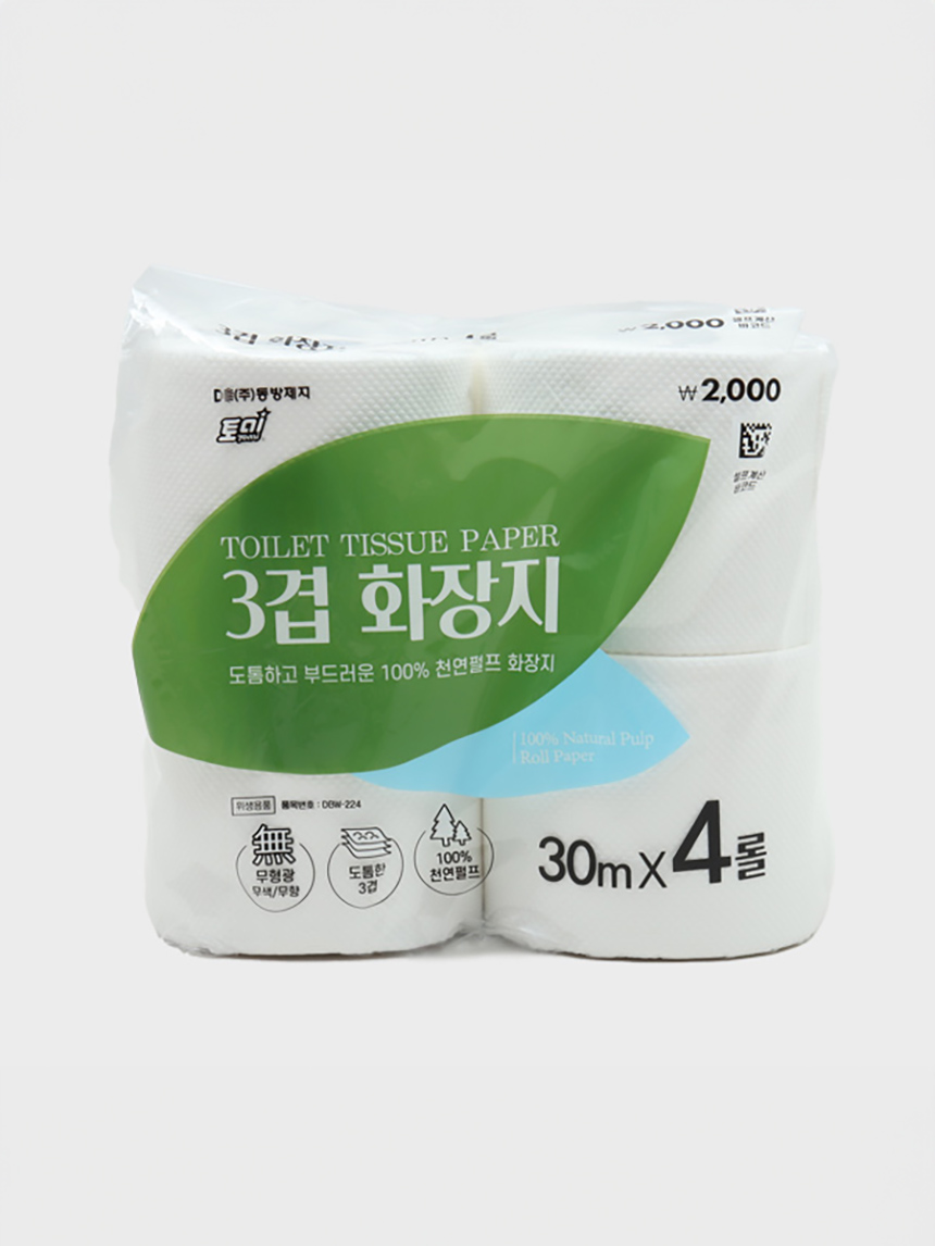 토미 천연펄프 3겹(30 m x 4 롤)