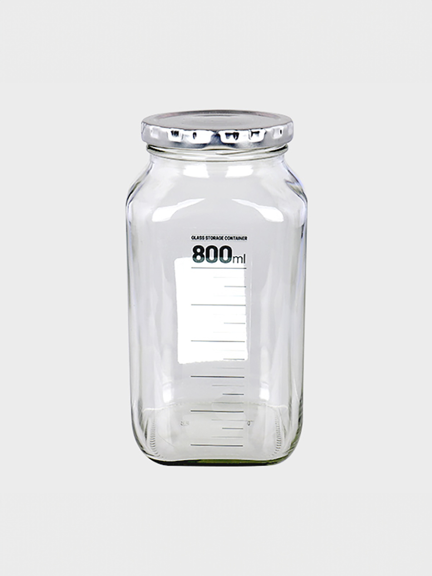 스틸캡 사각 유리 저장용기 800ml