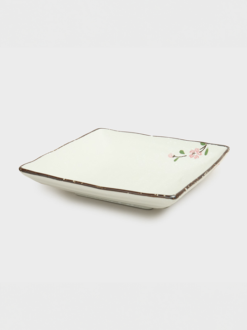 벚꽃무늬와풍불규칙사각접시(약17 cm)