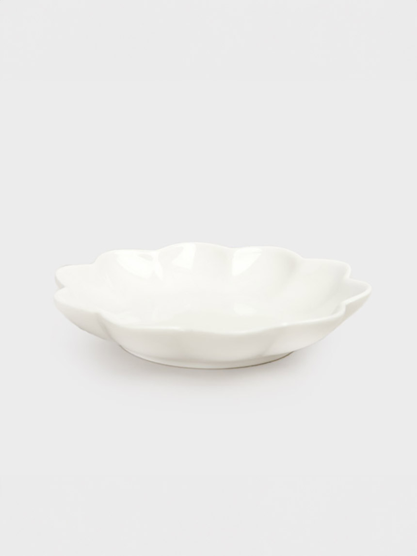 화이트 꽃모양 찬기 12cm