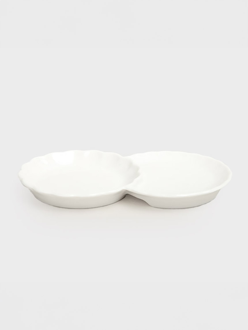 화이트 2칸나눔 낮은 종지 14cm