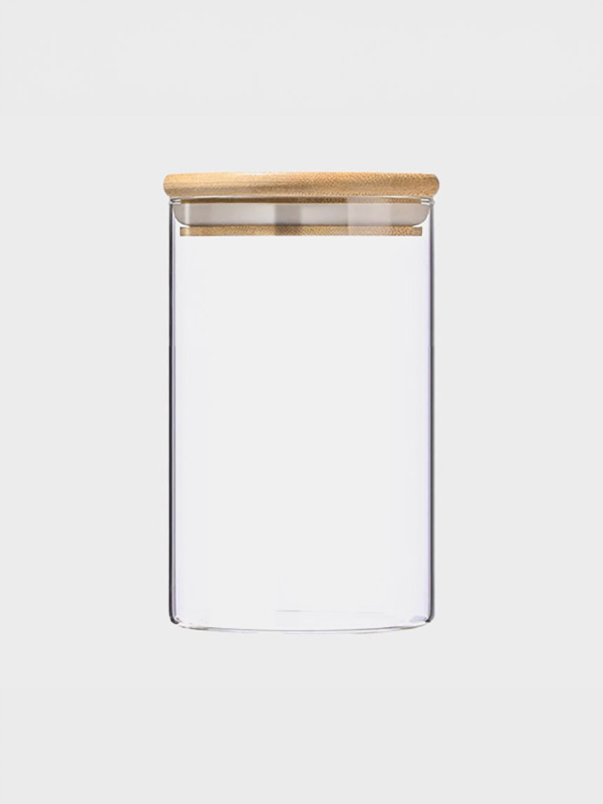 대나무 뚜껑 내열 유리 저장용기 900ml