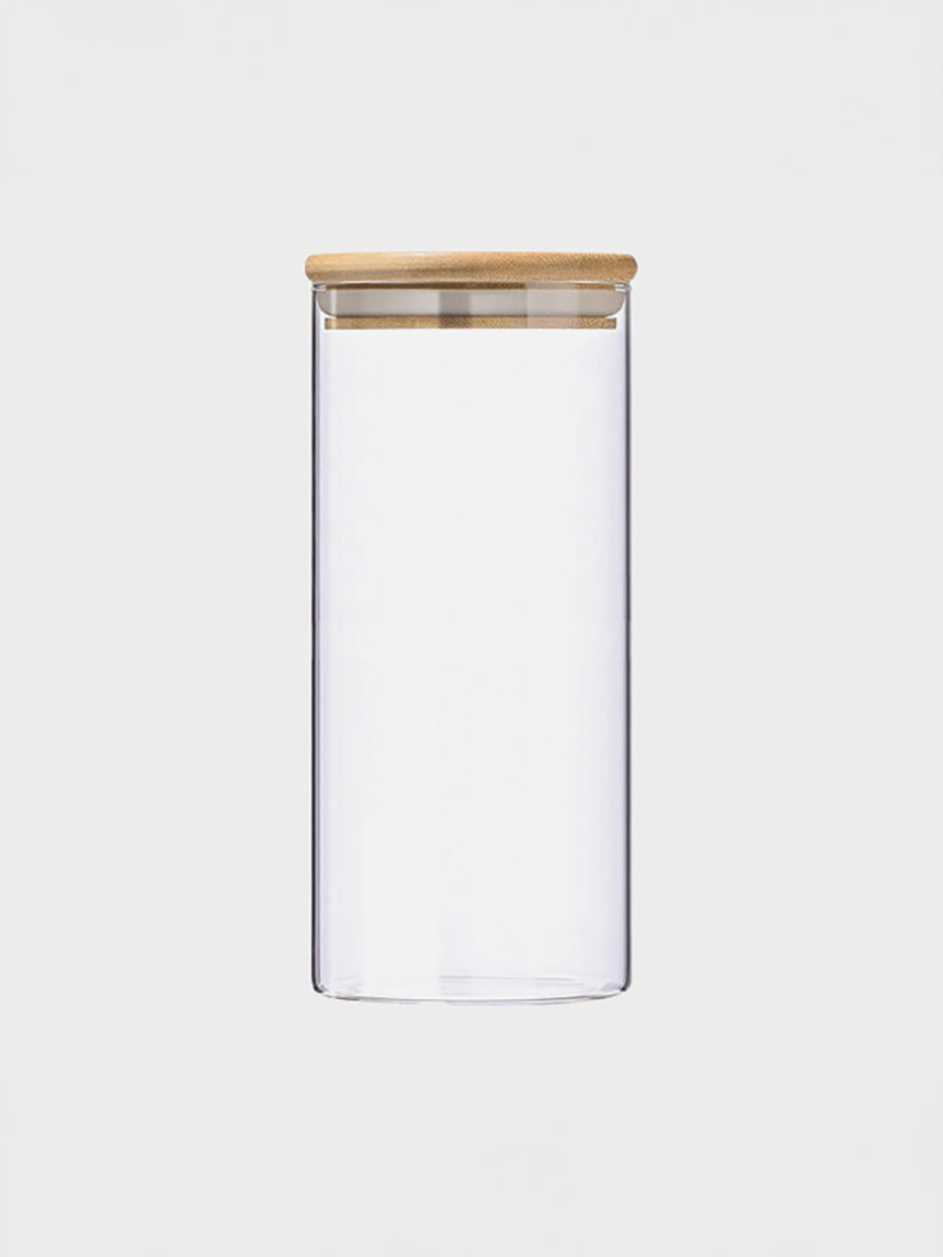 대나무 뚜껑 내열 유리 저장용기 1.2L