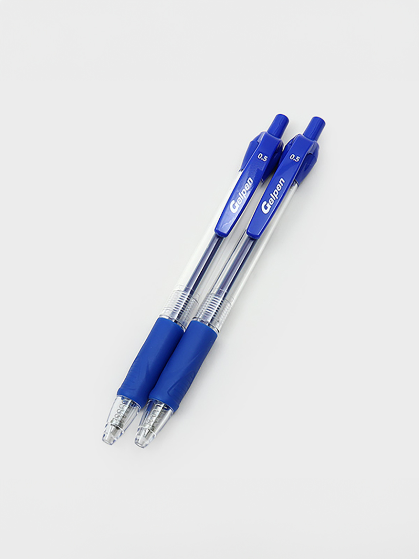 노크식 젤펜 2개 0.5mm 파랑