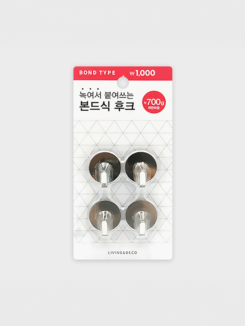 본드식 원형 스텐 후크 4P