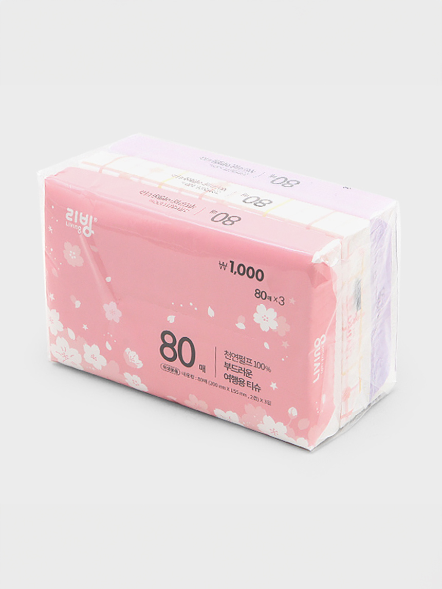 리빙여행용티슈80매X3팩