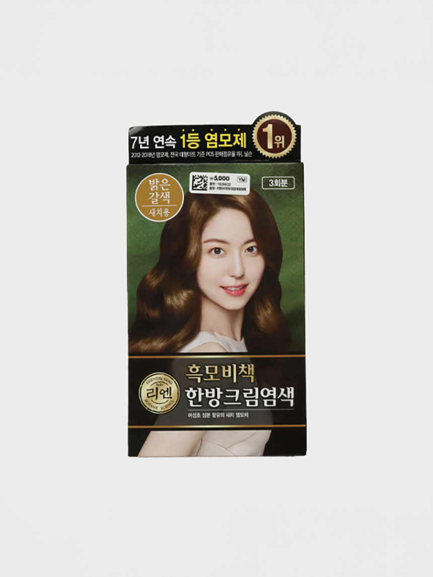 리엔 흑모비책 한방 크림염모제 (밝은갈색)
