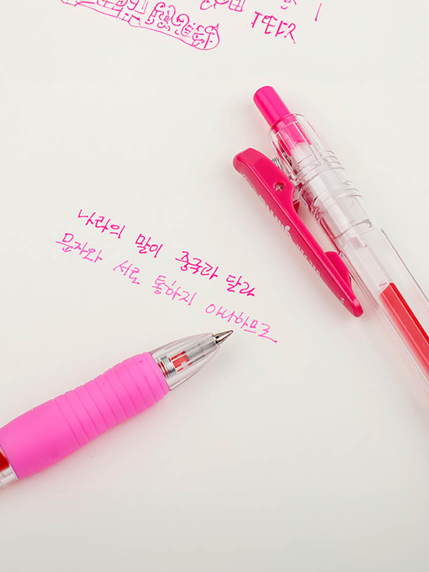 컬러 노크식 젤펜 2개입 (핑크,소프트핑크)