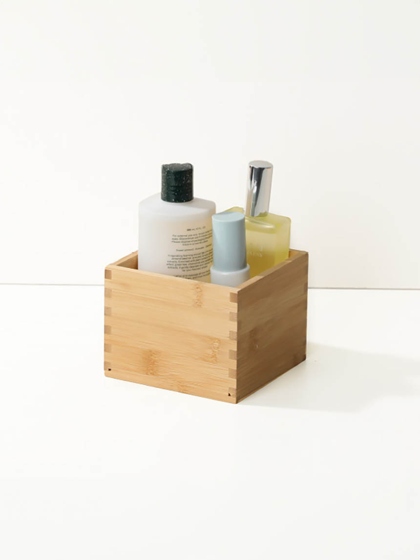 대나무 정사각 수납함 12.5x12.5x9.5cm