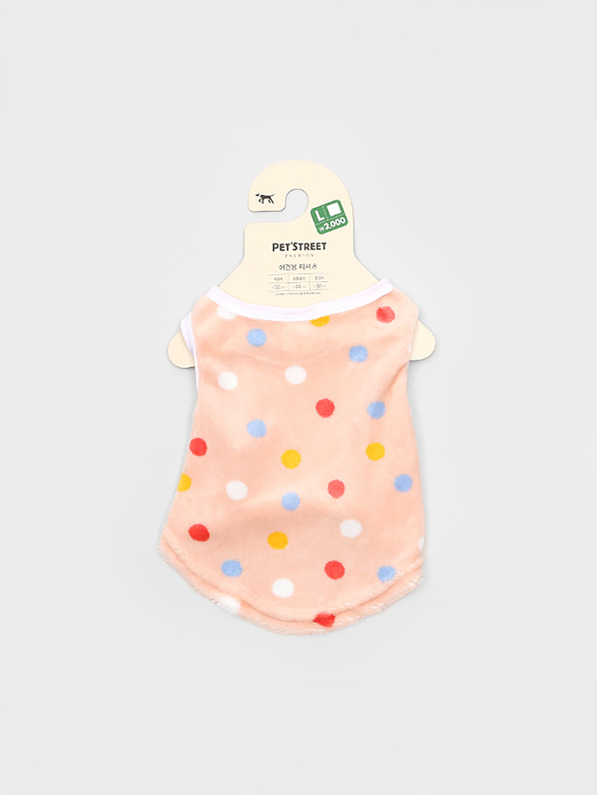 물방울무늬애견수면티셔츠(L)