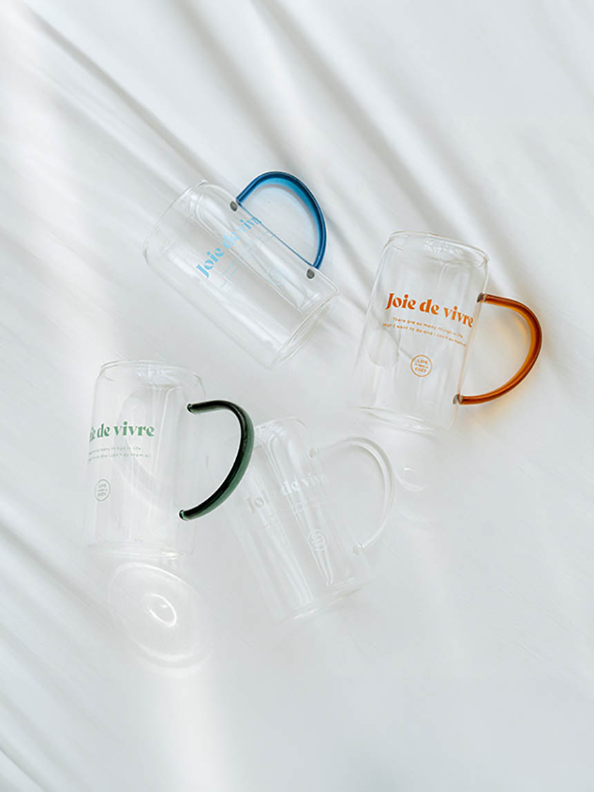 캔모양 손잡이 내열유리 컵 350ml