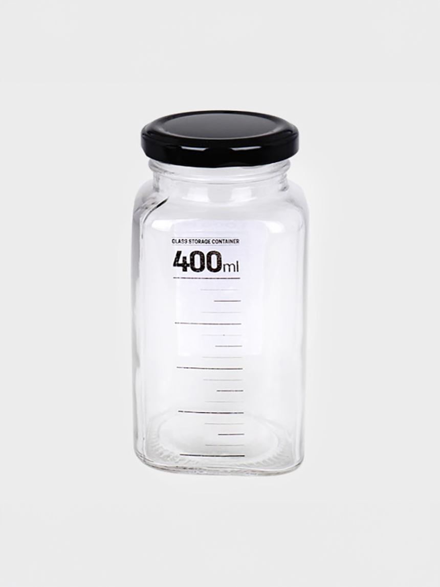 스틸캡 사각 유리병 400ml