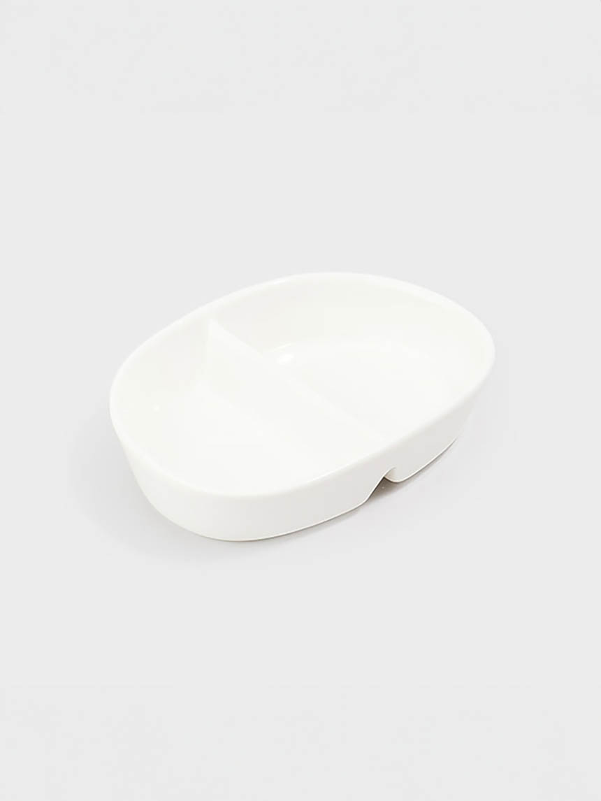 화이트 타원 2칸나눔 접시 10cm
