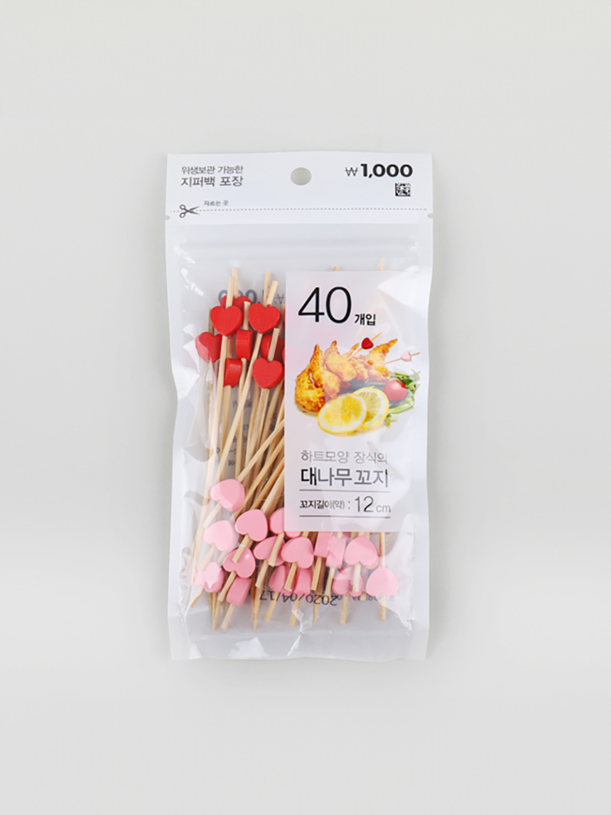 컬러 목제장식 꼬지 40개입