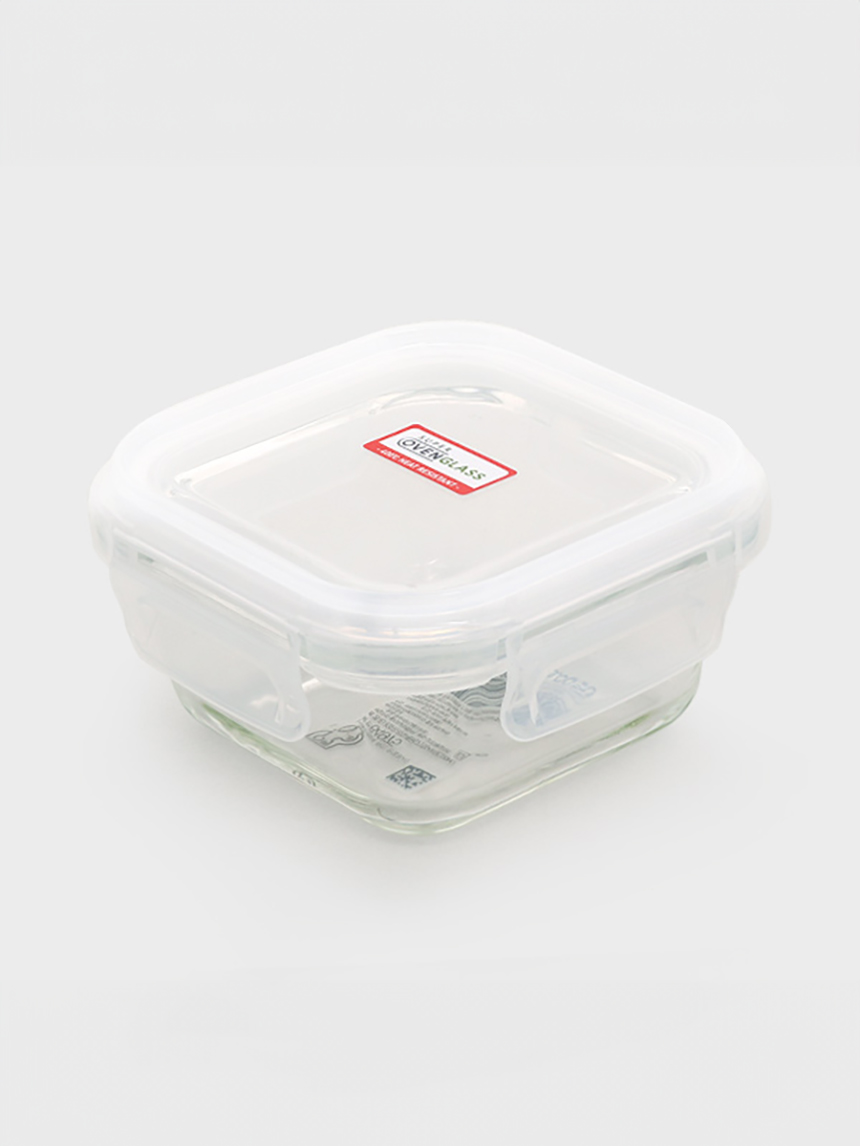 내열 유리 정사각 밀폐용기 320 ml 화이트