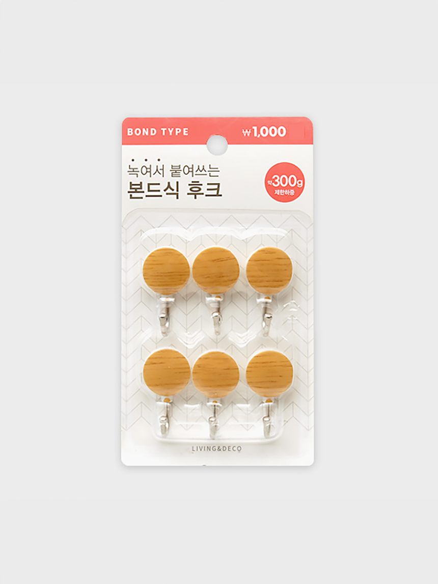 우드무늬 원형 행거 6개입