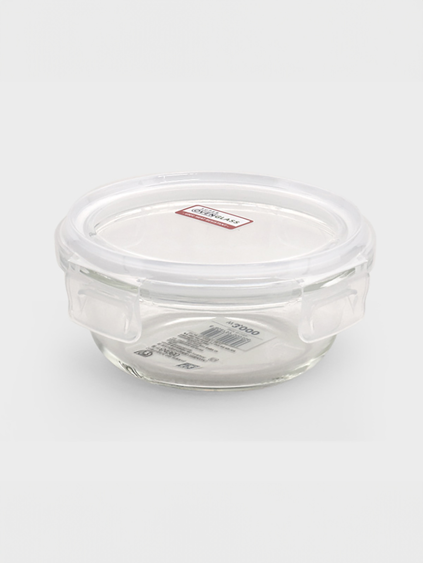 내열유리 원형 밀폐용기 400ml 화이트