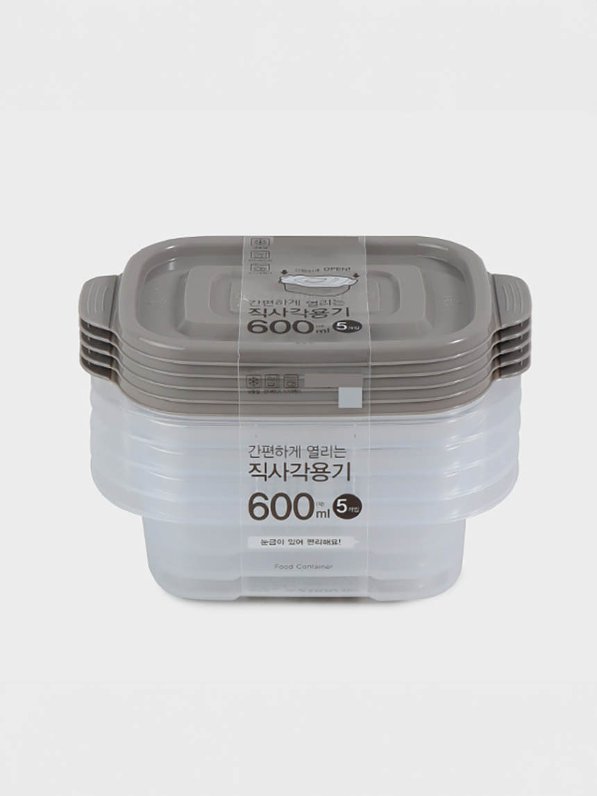 쿨라라 직사각 3호 5개입 600ml 그레이