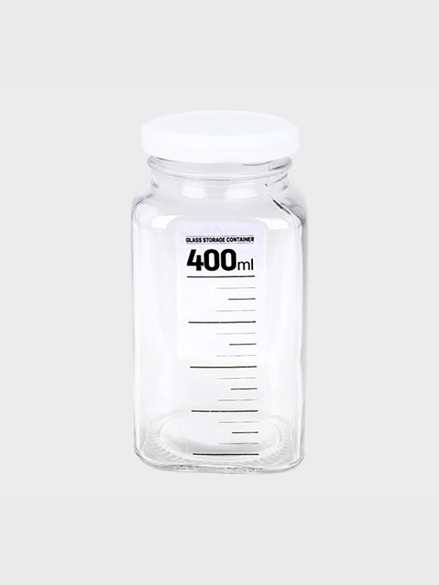 스틸캡 사각 유리병 400ml
