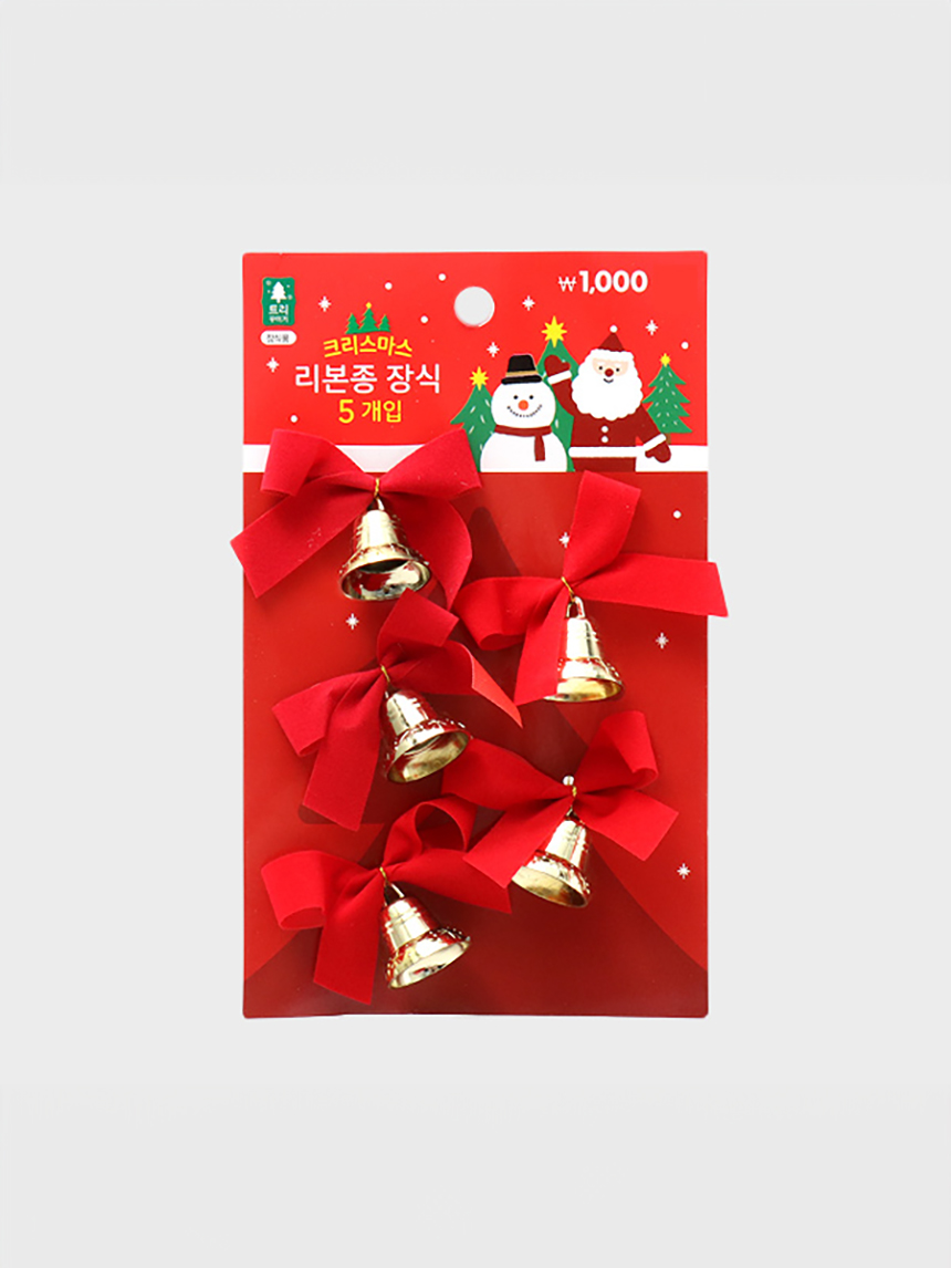 크리스마스리본부착종장식(5P)