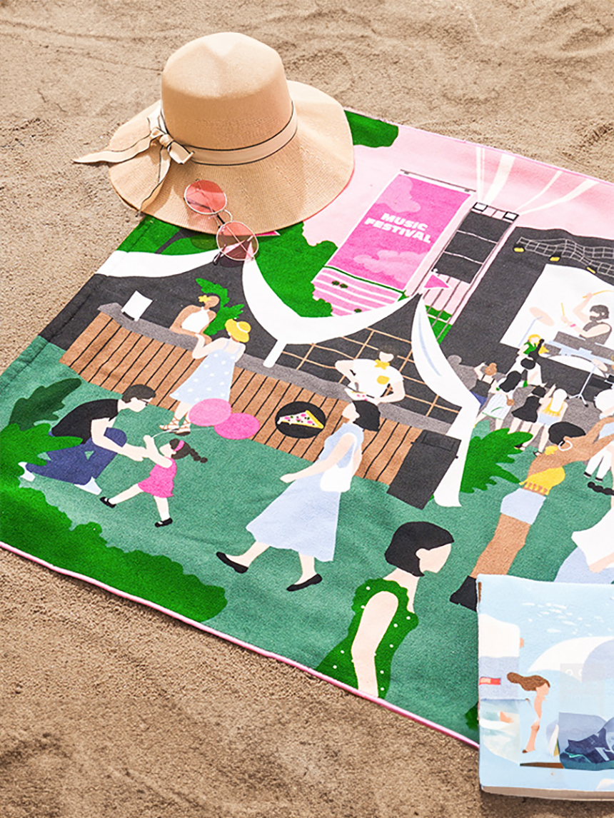 다이소 극세사 프린팅 비치타월(90x170cm)