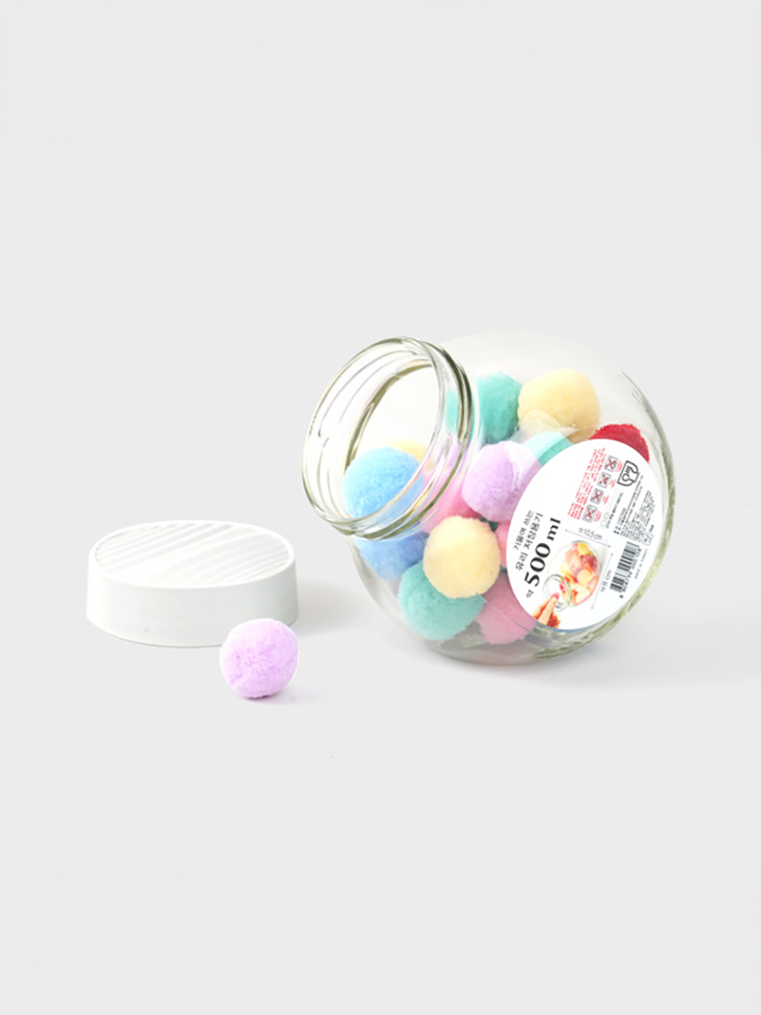 물결뚜껑 사선유리 저장용기 500ml