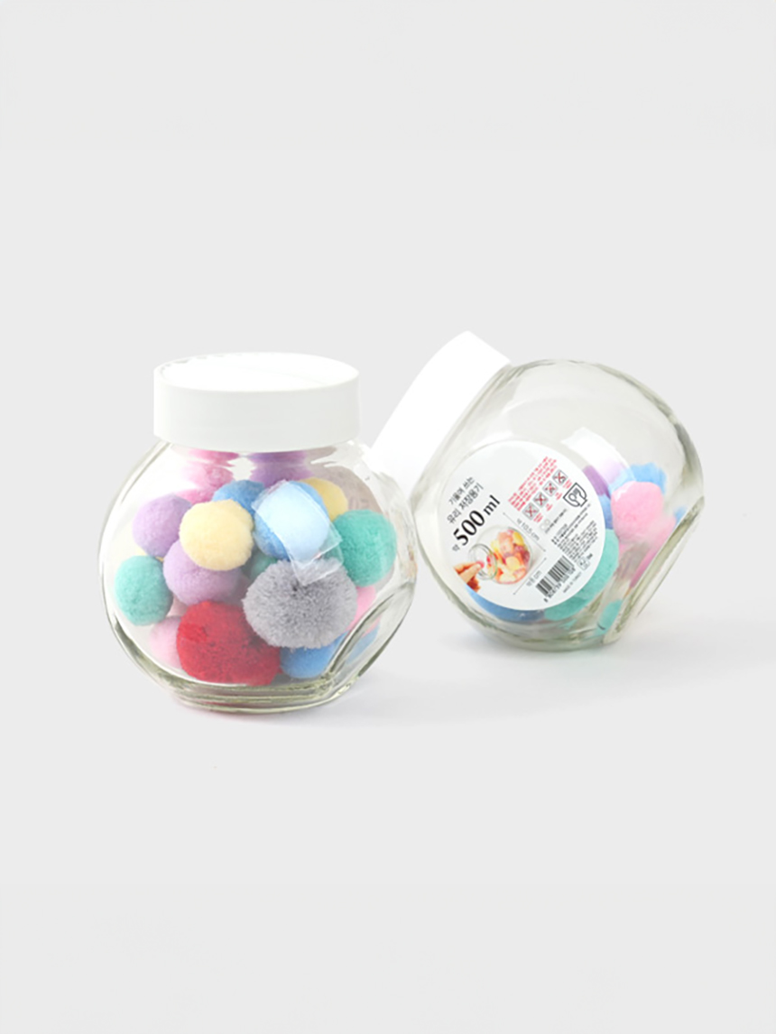 물결뚜껑 사선유리 저장용기 500ml