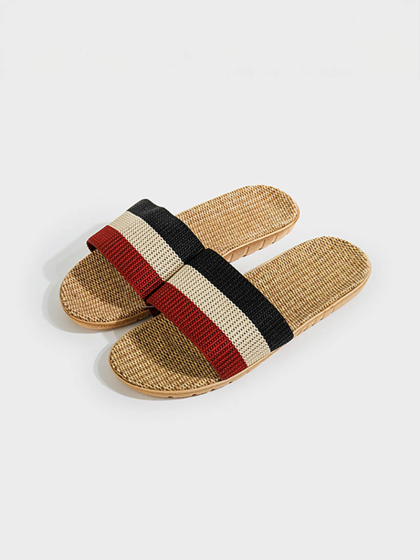 삼선 린넨 슬리퍼