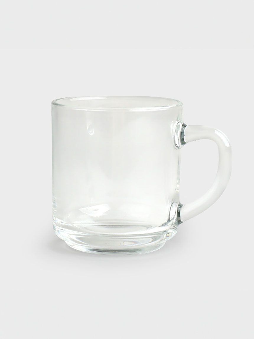 클리어 유리 둥근형 손잡이 머그컵 300ml