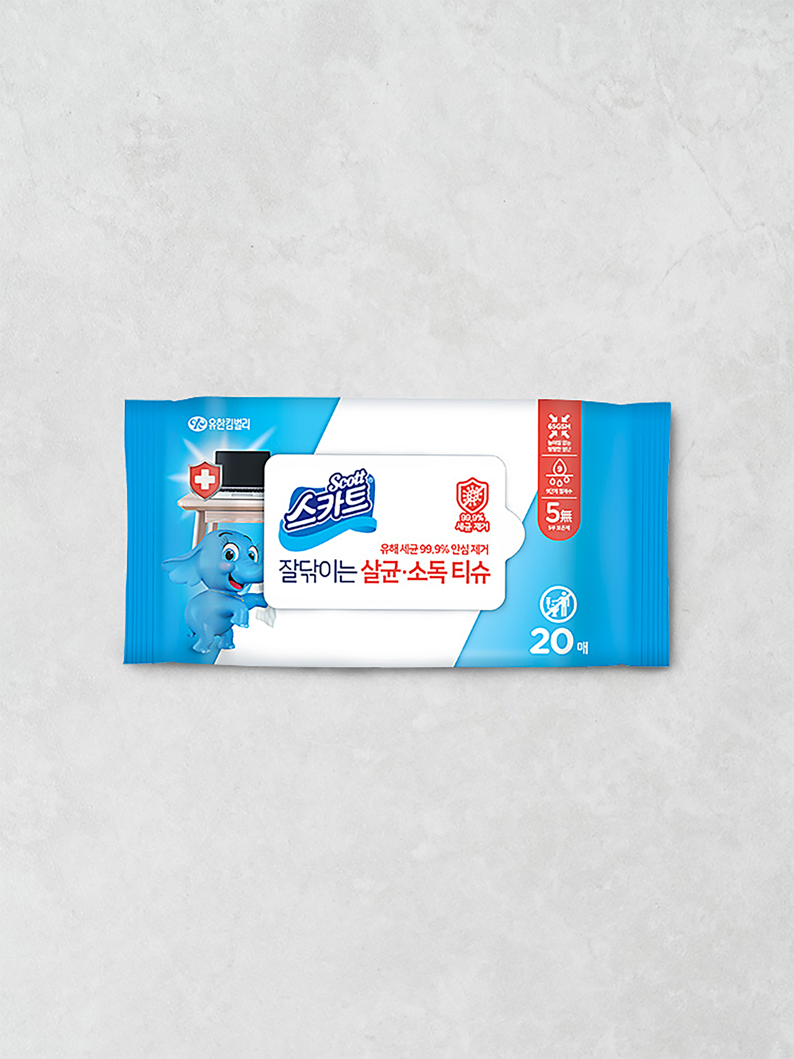 스카트 잘 닦이는 살균 소독 티슈 20매입