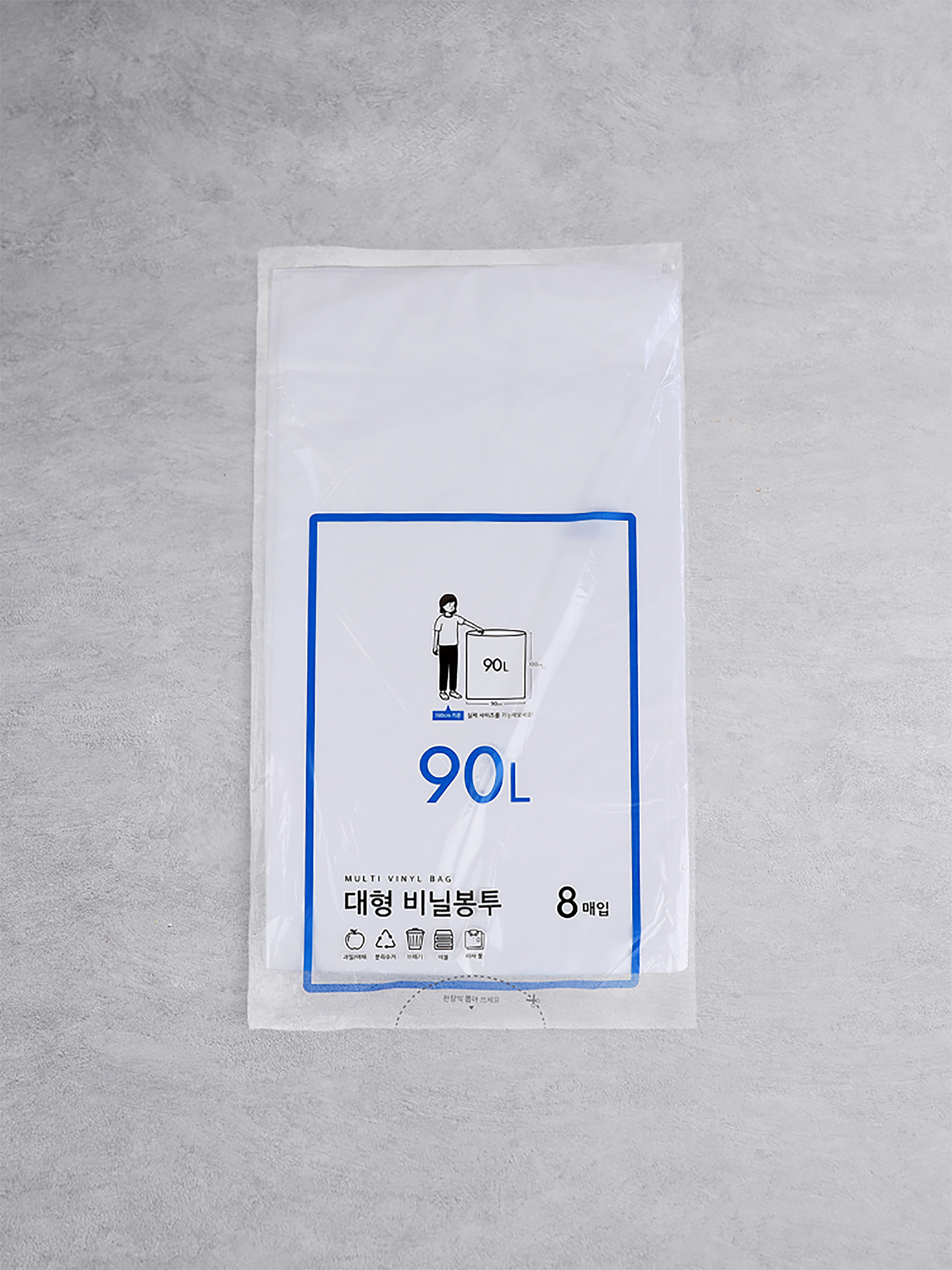 대형 비닐봉지 화이트 90L 8매