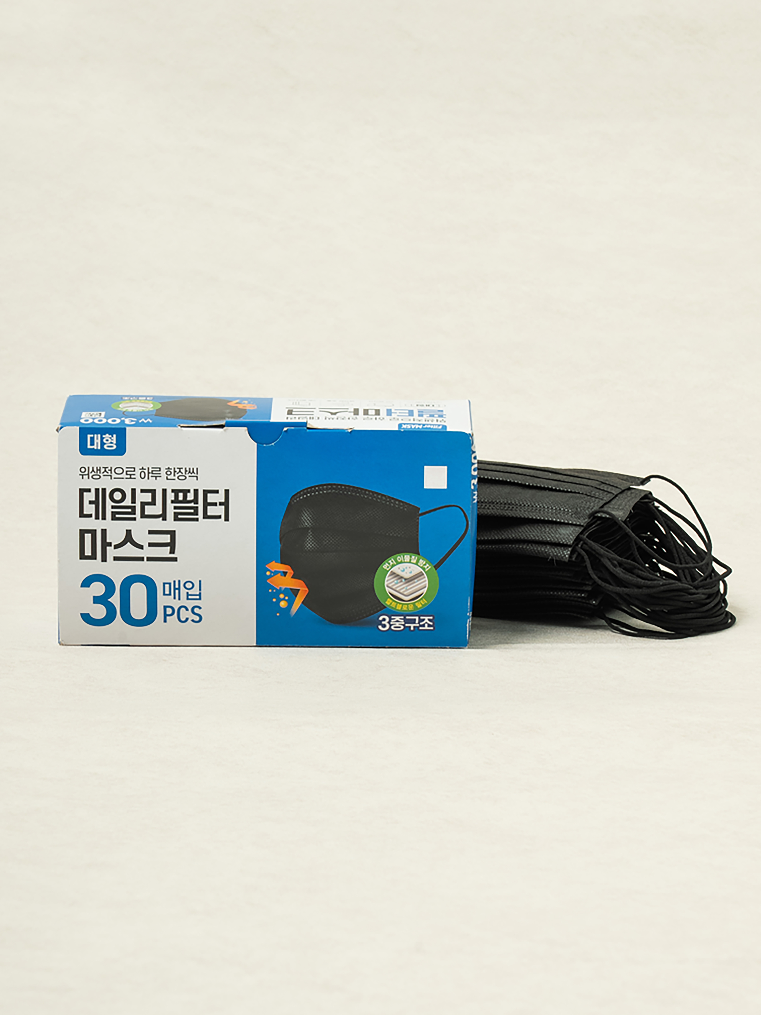 K일회용필터 블랙 마스크 대형 30 매입