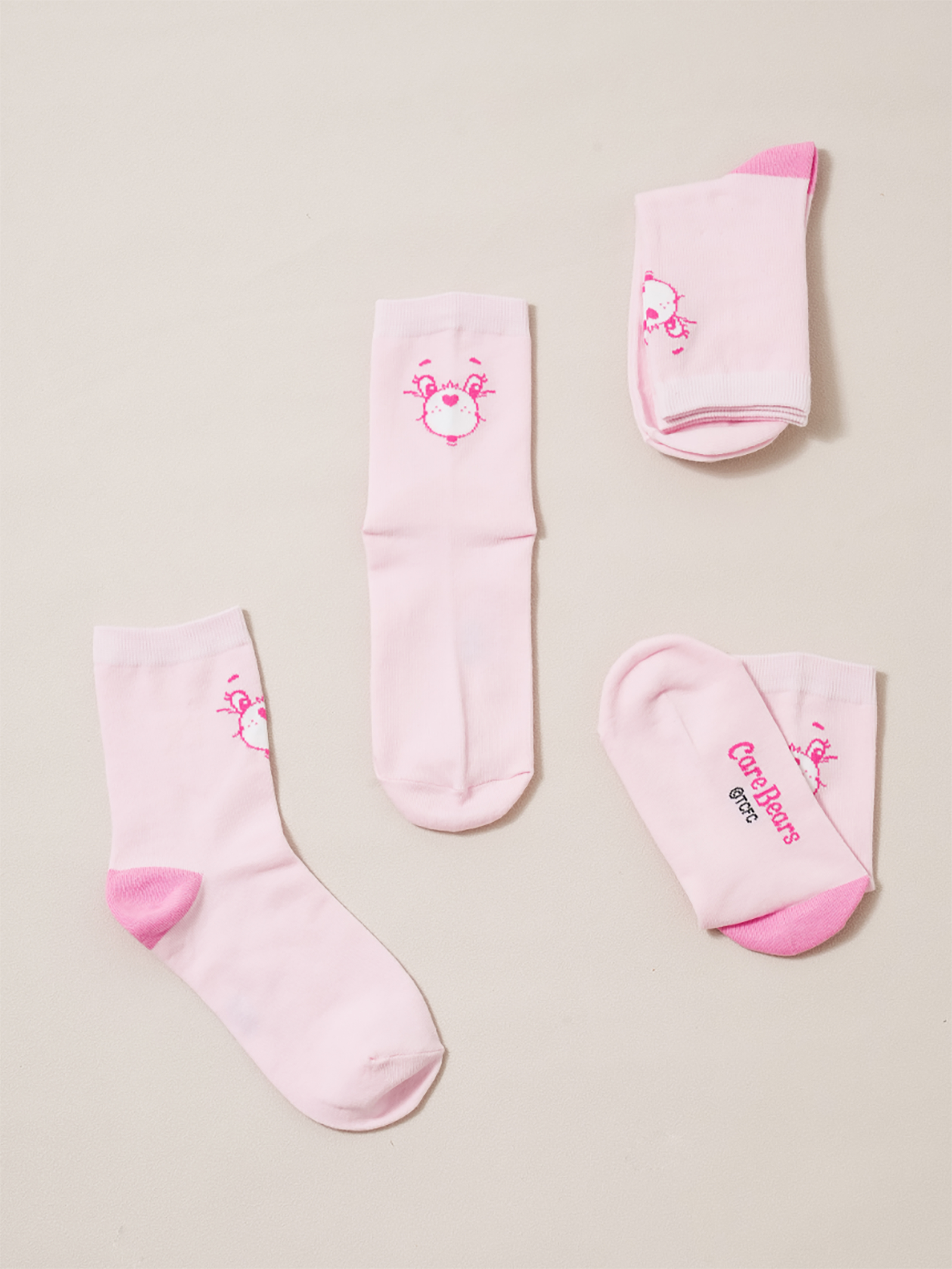 케어베어 중목 양말 핑크
