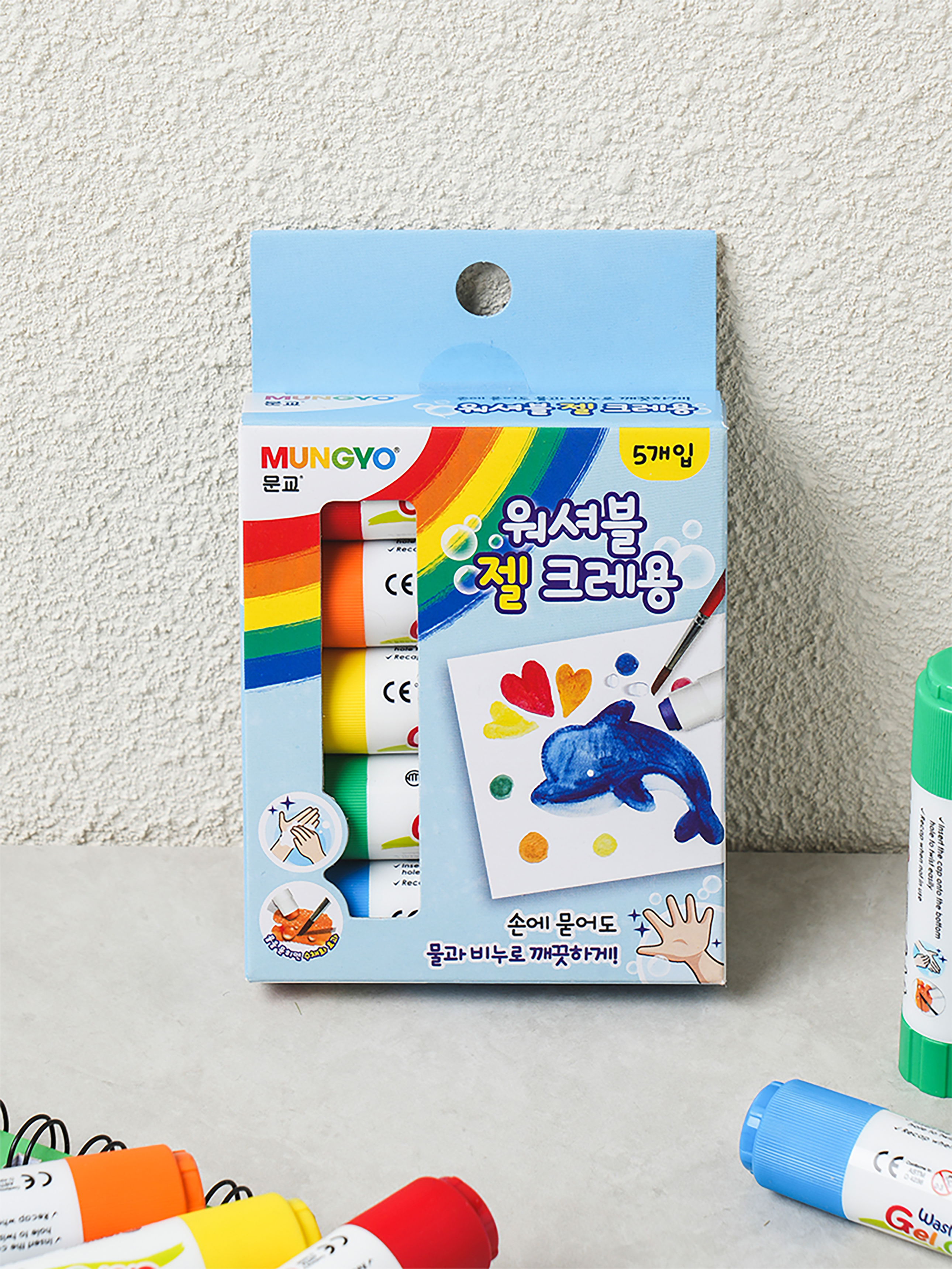문교 워셔블 젤 크레용 5개입