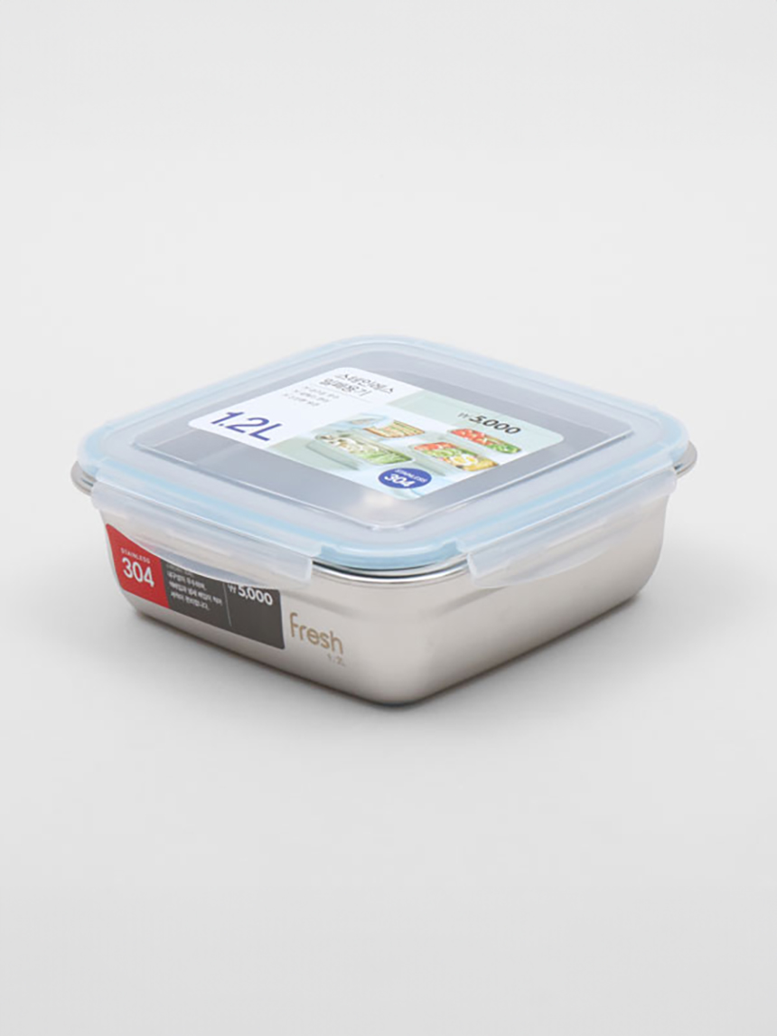 스텐 정사각 밀폐찬통 1.2 L