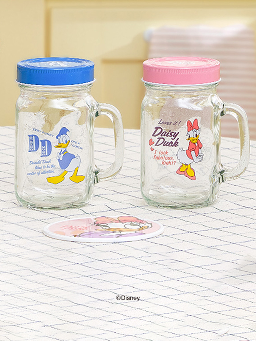 디즈니 도널드덕 손잡이 유리 텀블러 400ml