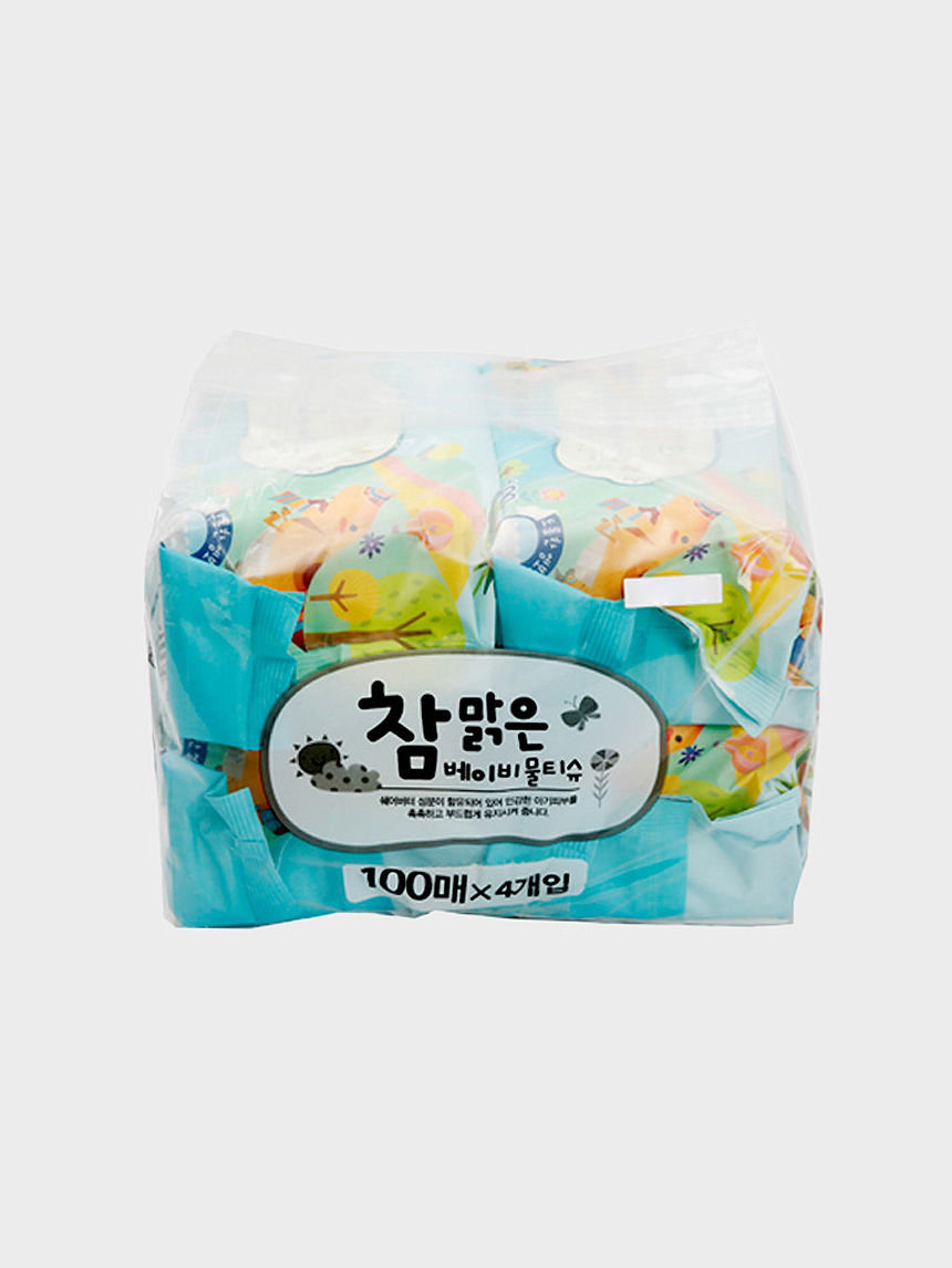 참 맑은 베이비 물티슈100매(리필형)X4팩