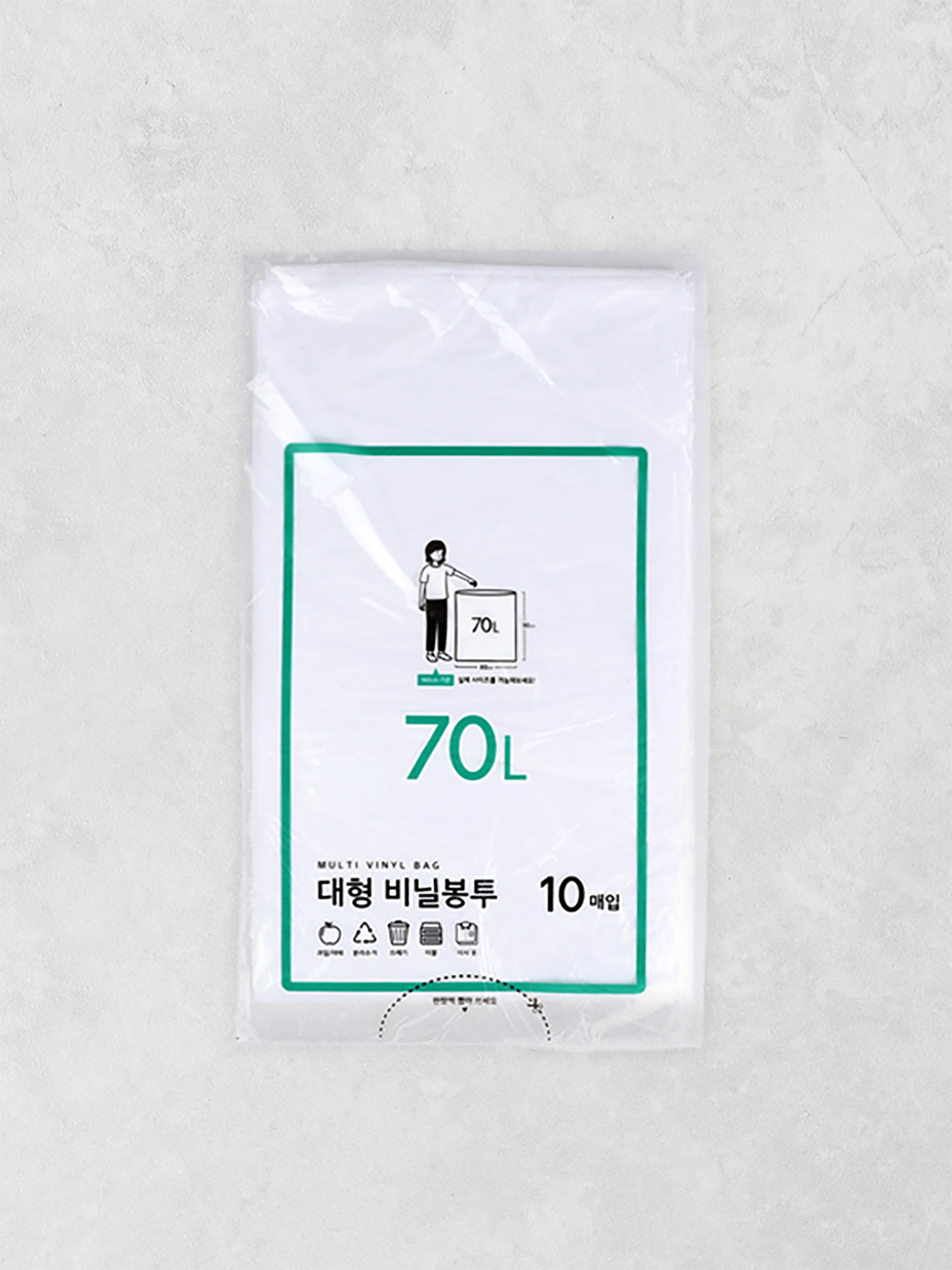 대형 비닐봉지 화이트 70L 10매
